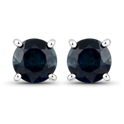 1.30 Carat Genuine Blue Sapphire 14K White Gold Earrings