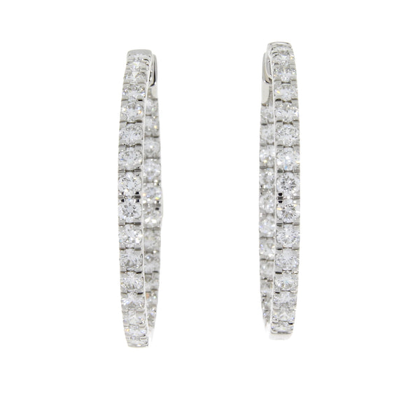 Natural 4.00ct Diamond Hoop Earrings 18KT White Gold