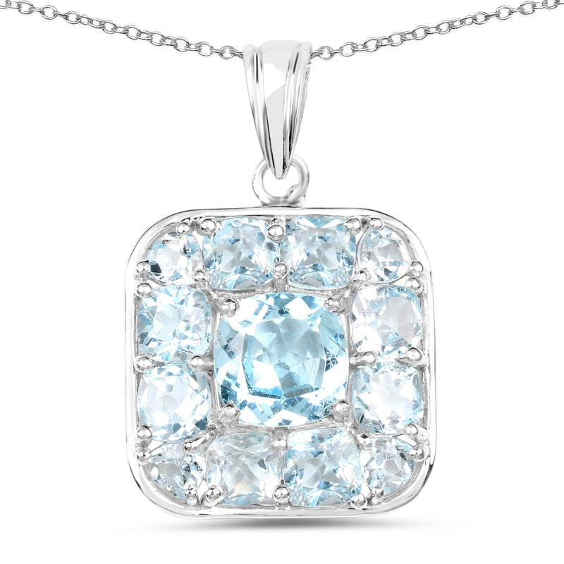 10.05 Carat Genuine Blue Topaz .925 Sterling Silver Pendant