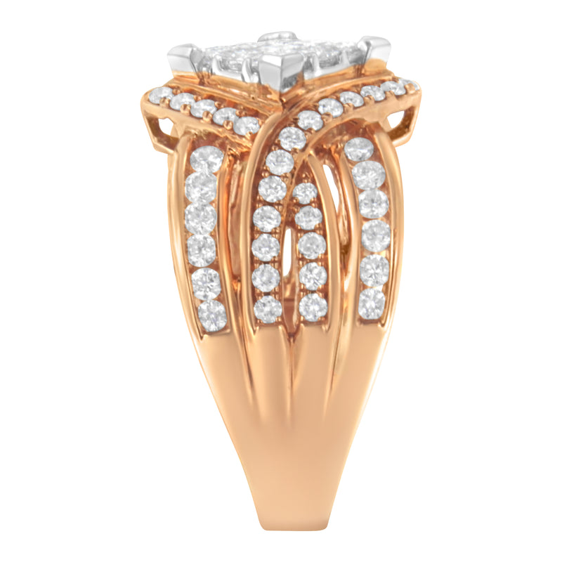 Two-Tone 10KT Gold Diamond Bypass Cocktail Ring (1 1/2 cttw, H-I Color, I1-I2 Clarity)