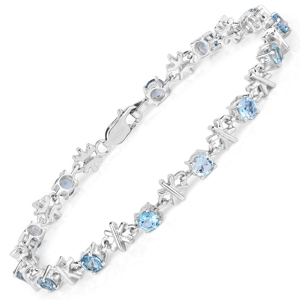 4.16 Carat Genuine Blue Topaz .925 Sterling Silver Bracelet