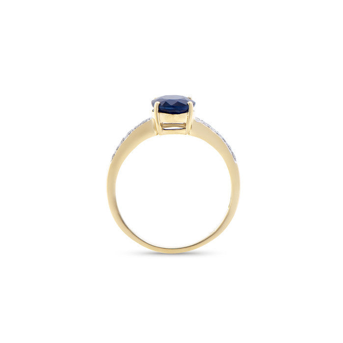 2.25 CTS CERTIFIED DIAMONDS & BLUE SAPPHIRE 14K YELLOW GOLD DESIGNER RING SIZE 7.5