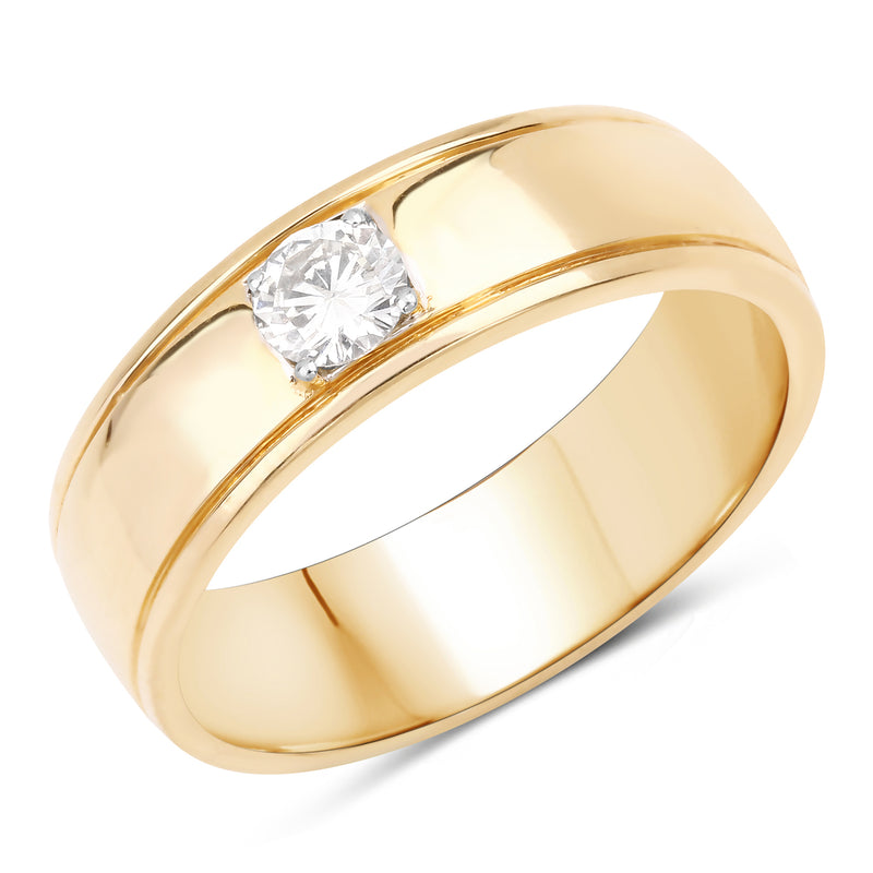 0.32 Carat Genuine White Diamond 14K Yellow Gold Ring (F-G Color, SI Clarity)