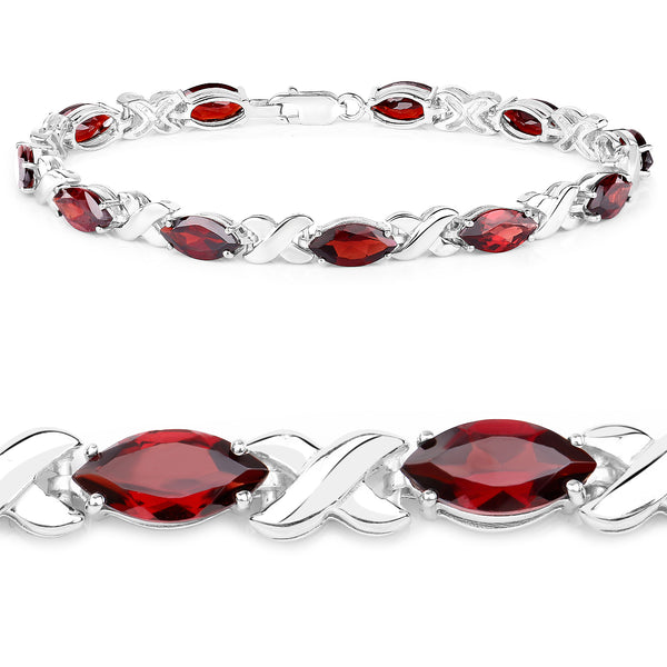 13.20 Carat Genuine Garnet .925 Sterling Silver Bracelet