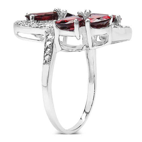 5.19 Carat Genuine Garnet & White Topaz .925 Sterling Silver Ring
