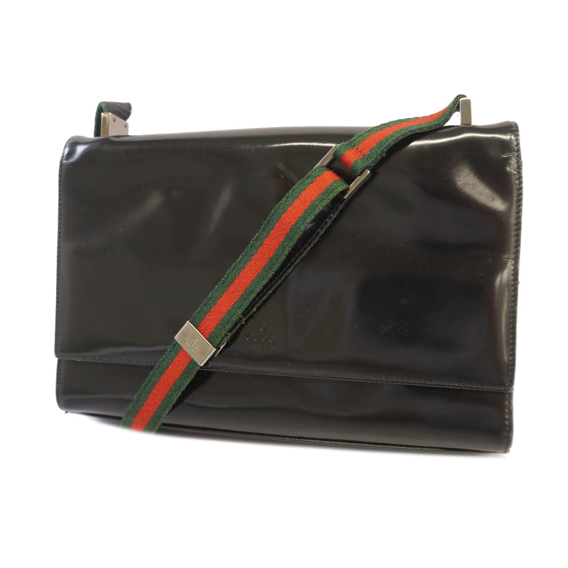 Auth Gucci Shoulder Bag Sherry 001 3248 Patent Leather Black