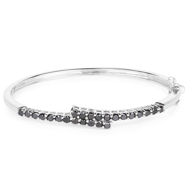 2.52 Carat Genuine Black Diamond .925 Sterling Silver Bangle