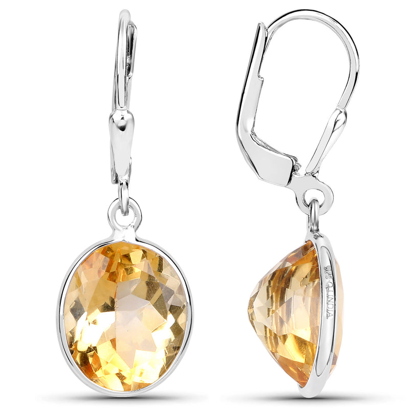 9.60 Carat Genuine Citrine .925 Sterling Silver Earrings