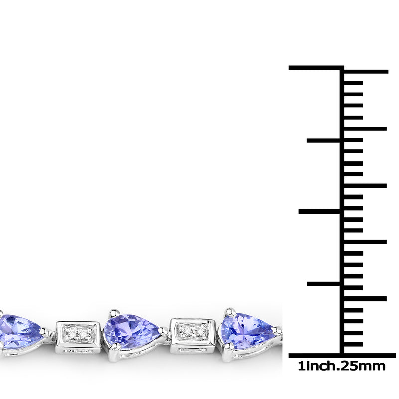 14K White Gold 3.89 Carat Genuine Tanzanite and White Diamond Bracelet