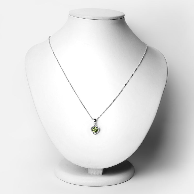 0.92 Carat Genuine Peridot and White Topaz .925 Sterling Silver Pendant