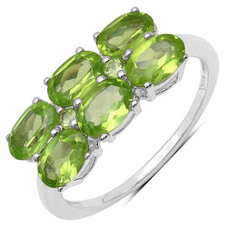 2.80 Carat Genuine Peridot .925 Sterling Silver Ring
