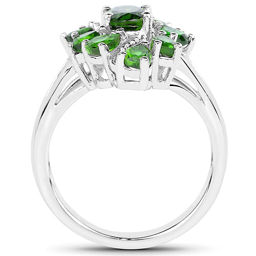 2.40 Carat Genuine Chrome Diopside .925 Sterling Silver Ring