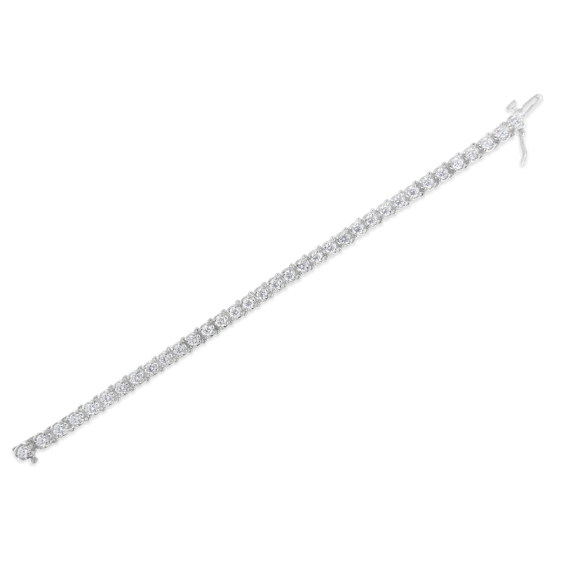 IGI Certified 7.0 Cttw Round-Brilliant Diamond 14K White Gold 7” Hinged Tennis Bracelet (H-I Color, I1-I2 Clarity)