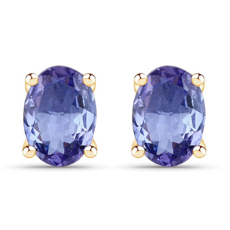 1.50 Carat Genuine Tanzanite 14K Yellow Gold Earrings