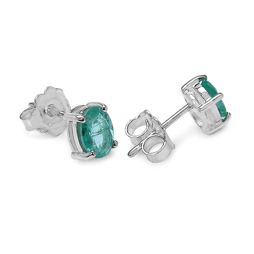 1.50 Carat Genuine Emerald .925 Sterling Silver Earrings