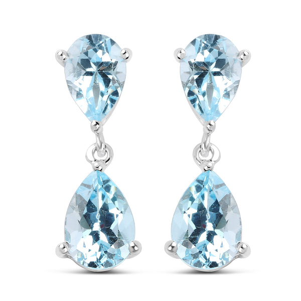 6.40 Carat Genuine Blue Topaz .925 Sterling Silver Earrings