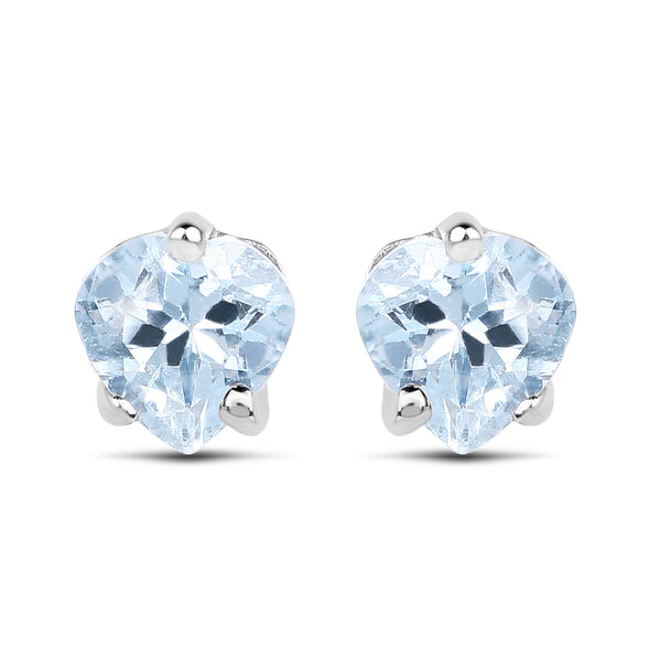 0.66 Carat Genuine Aquamarine .925 Sterling Silver Earrings