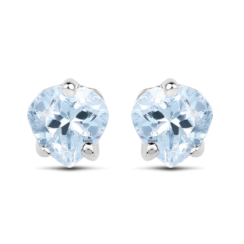 0.66 Carat Genuine Aquamarine .925 Sterling Silver Earrings