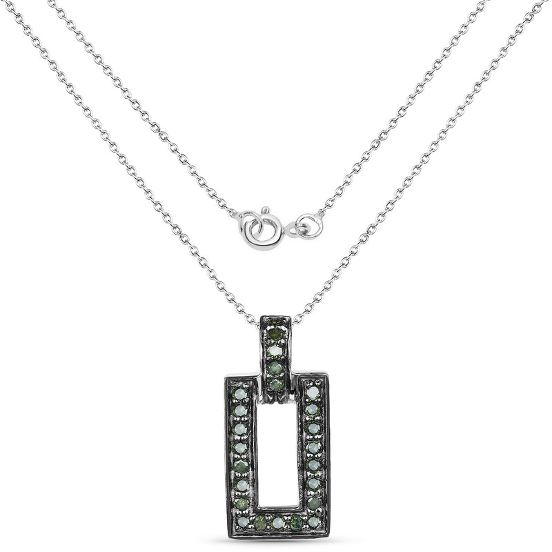 0.36 Carat Genuine Green Diamond .925 Sterling Silver Pendant