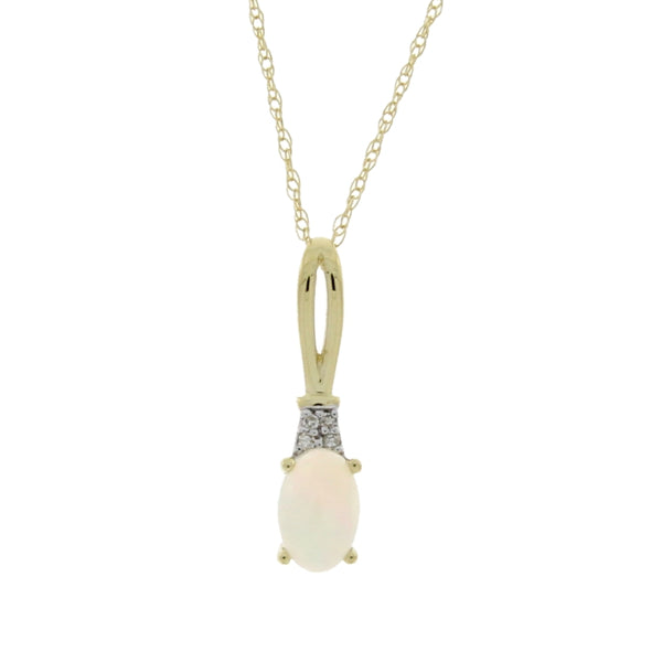 .02ct Opal Diamond Fashion Pendants 14KT Yellow Gold