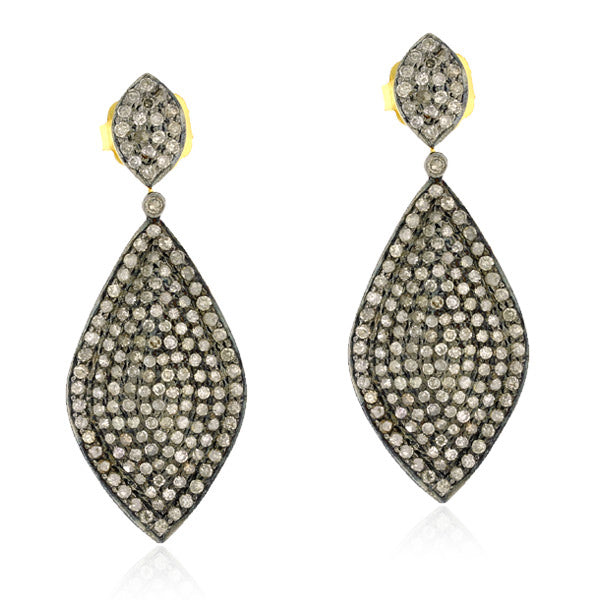 3.65 ct Diamond 14kt Gold Sterling Silver Marquise Shape Dangle Earrings Jewelry