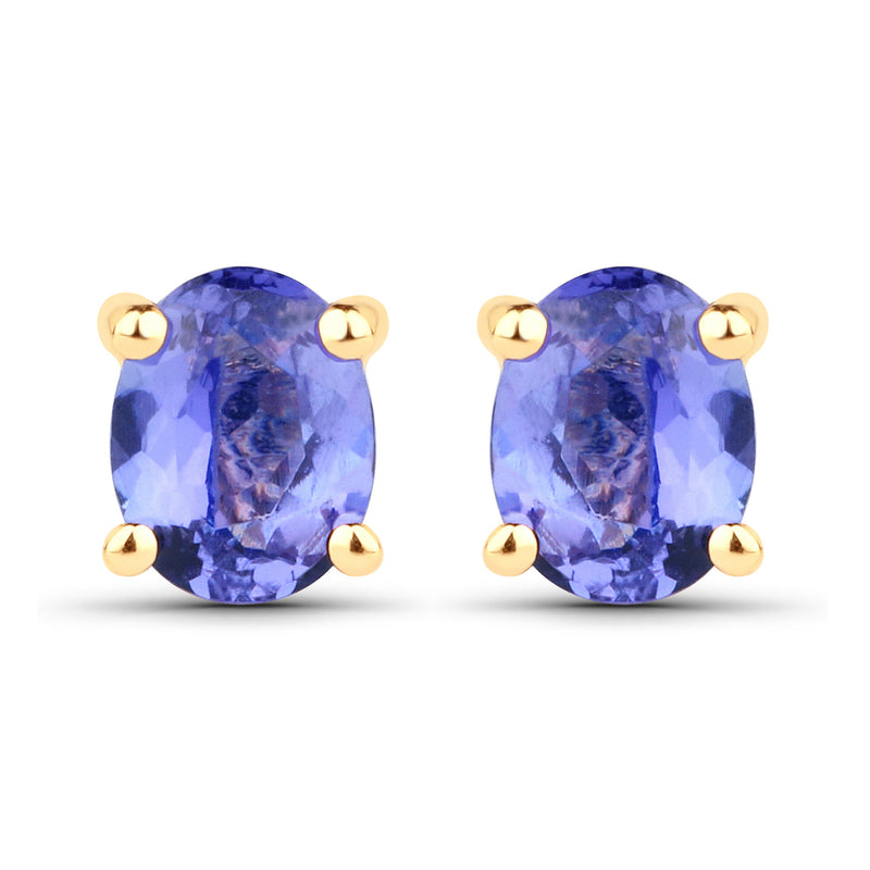 0.66 Carat Genuine Tanzanite 14K Yellow Gold Earrings