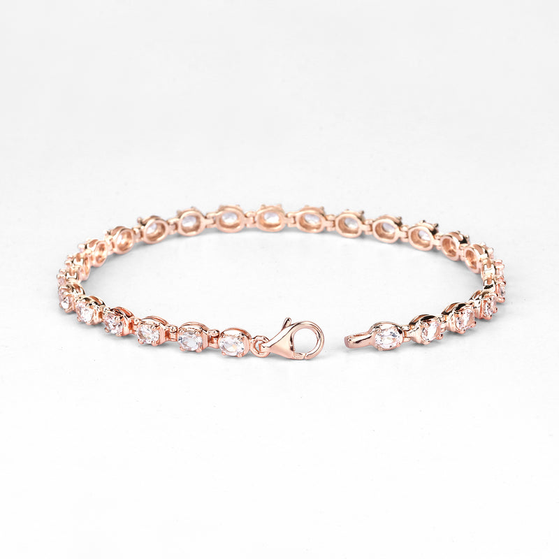 14K Rose Gold Plated 3.90 Carat Genuine Morganite .925 Sterling Silver Bracelet