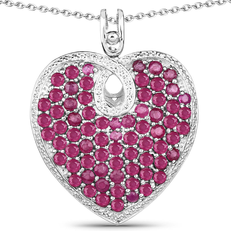 8.03 Carat Genuine Ruby .925 Sterling Silver Pendant