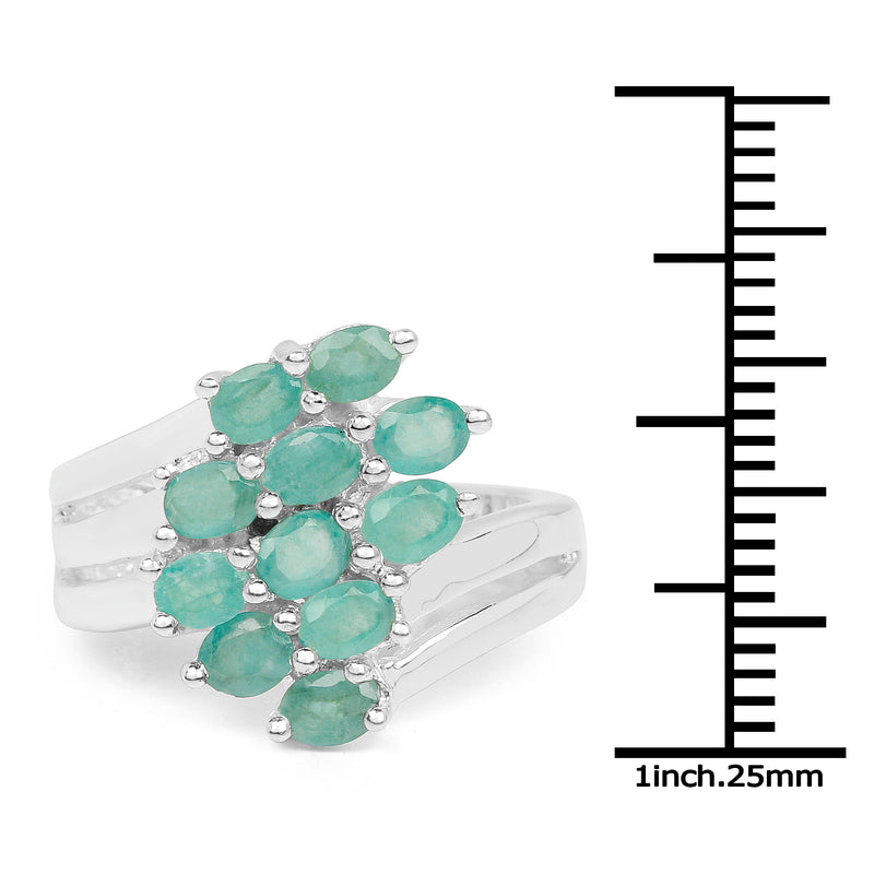 1.54 Carat Genuine Emerald .925 Sterling Silver Ring