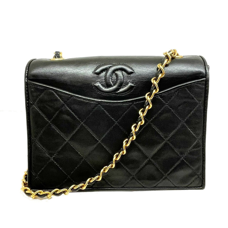 CHANEL chain shoulder bag black lambskin