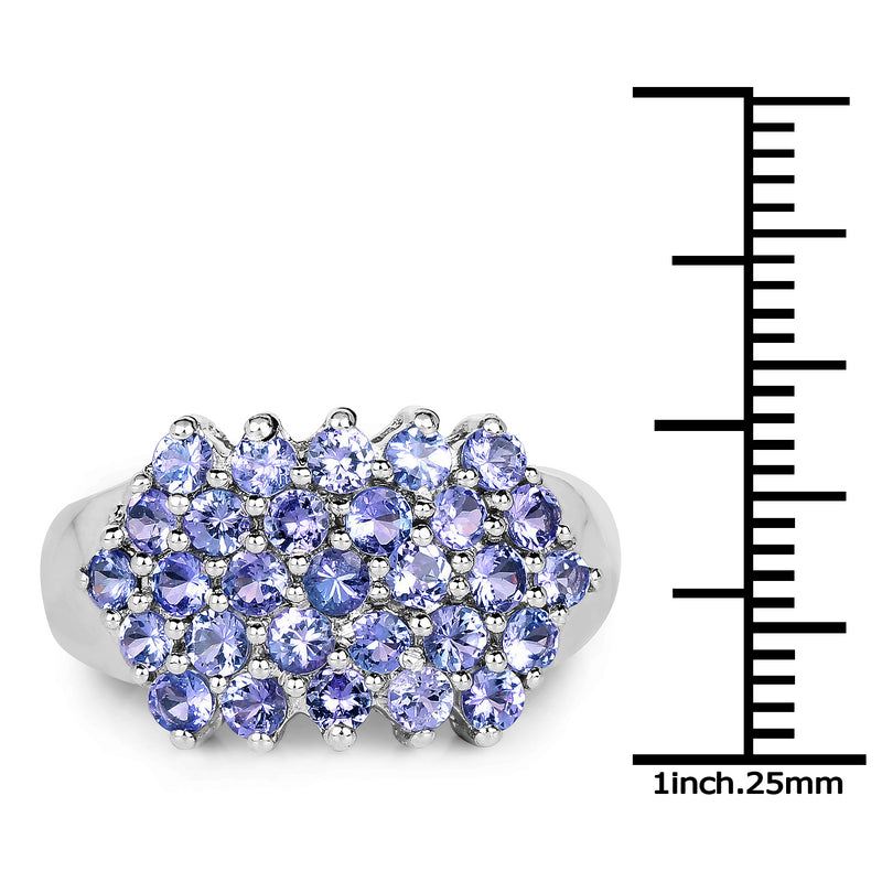 2.03 Carat Genuine Tanzanite .925 Sterling Silver Ring