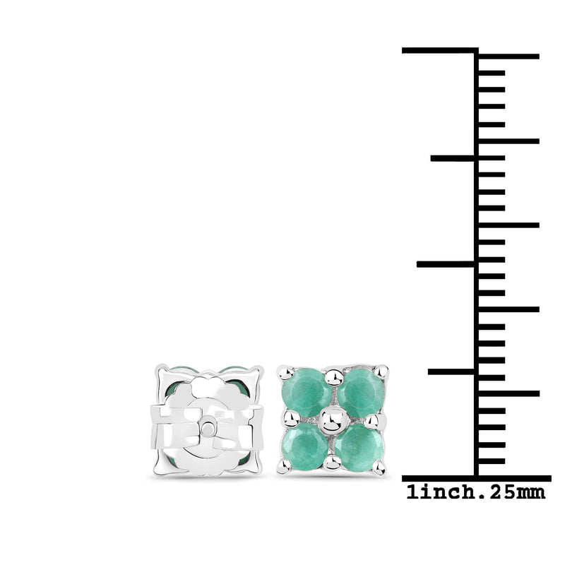 0.80 Carat Genuine Emerald .925 Sterling Silver Earrings