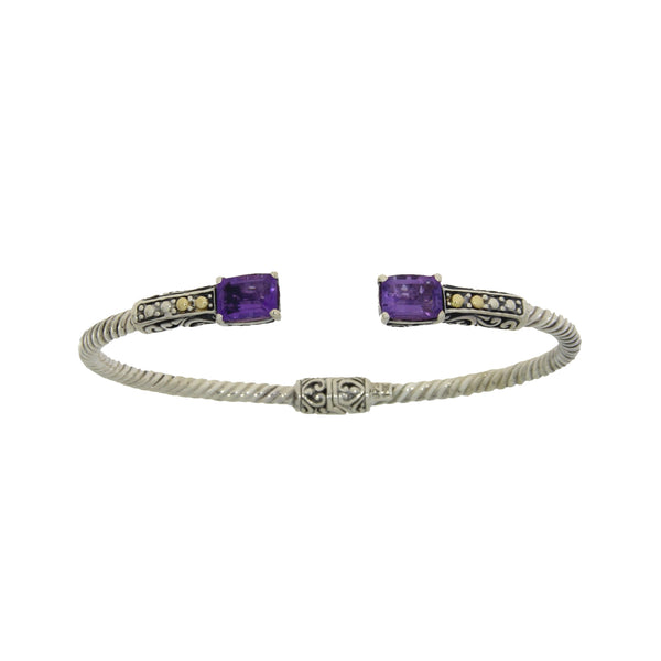 Amethyst Bangle Bracelet Sterling Silver 18KT Gold