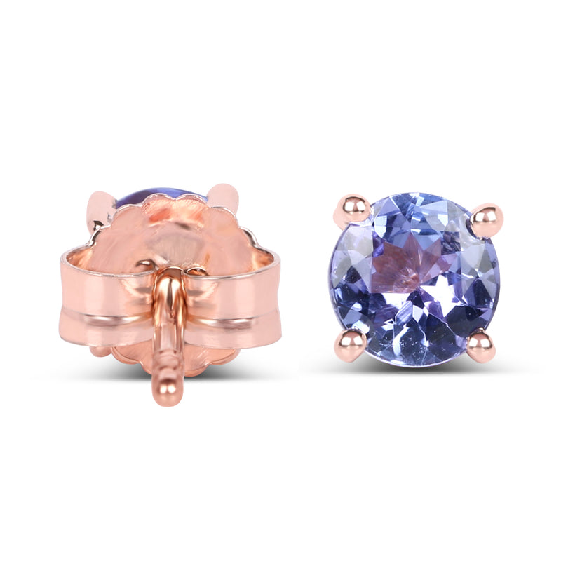 14K Rose Gold Plated 0.94 Carat Genuine Tanzanite .925 Sterling Silver Earrings