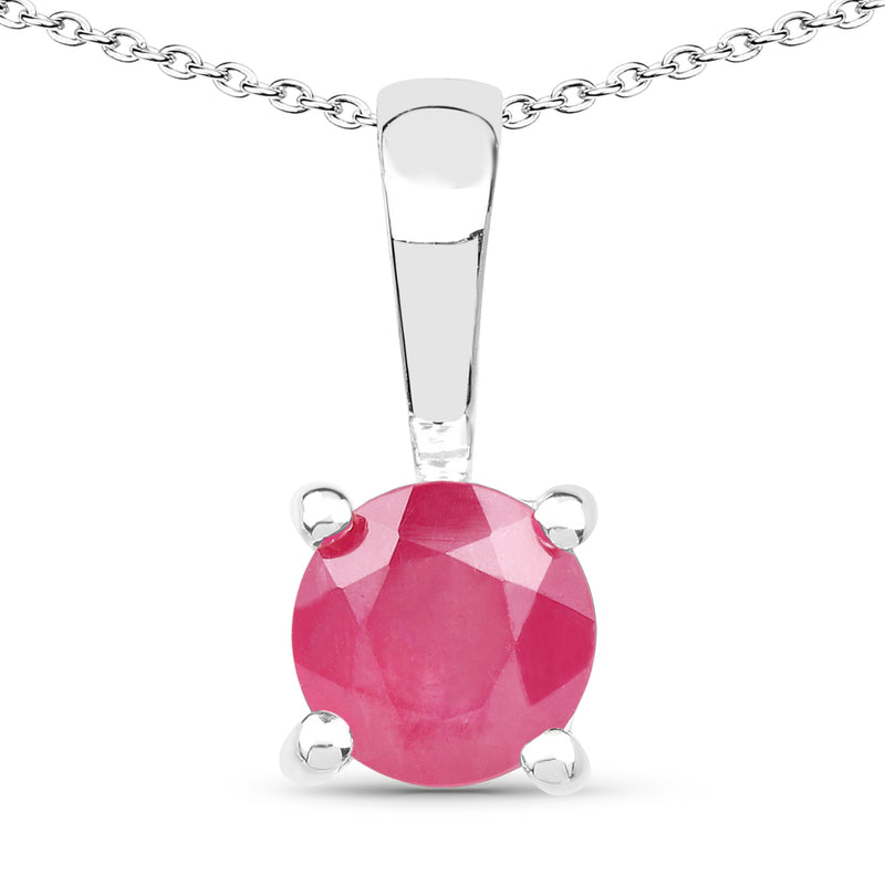 1.63 Carat Genuine Emerald, Glass Filled Ruby & Glass Filled Sapphire .925 Sterling Silver Pendant