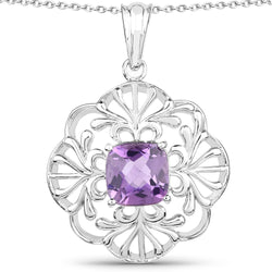 3.78 Carat Genuine Amethyst .925 Sterling Silver Pendant