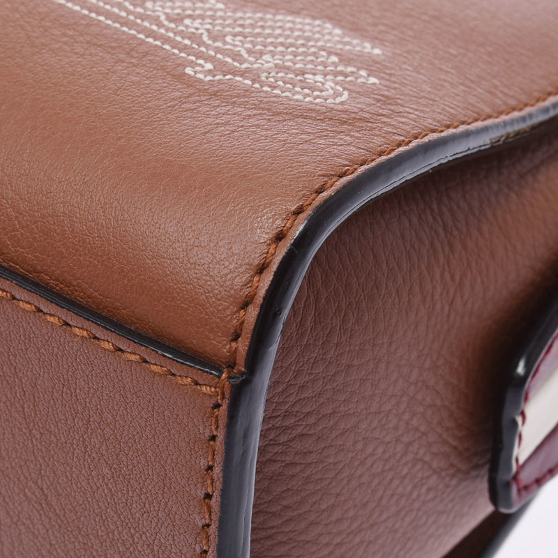 BALLY AMOEBA 2WAY bag brown / red ladies calf handbag