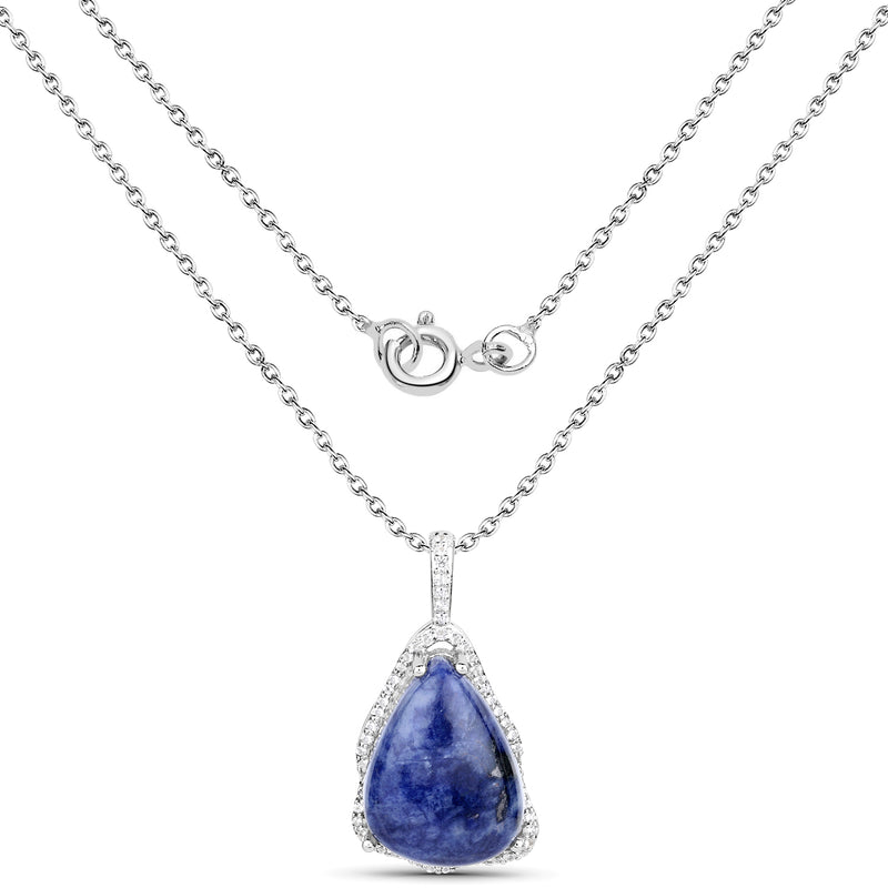 5.81 Carat Genuine Blue Aventurine and White Topaz .925 Sterling Silver Pendant