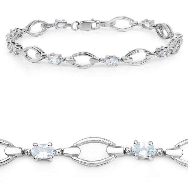 2.24 Carat Genuine Blue Topaz .925 Sterling Silver Bracelet