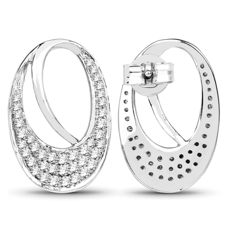 0.64 Carat Genuine White Diamond 14K White Gold Earrings (E-F-G Color, SI Clarity)