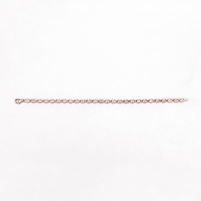 14K Rose Gold Plated 3.90 Carat Genuine Morganite .925 Sterling Silver Bracelet