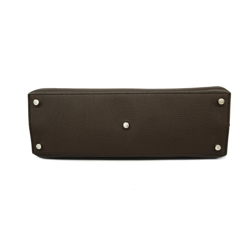 Auth Fendi 2WAY bag Peek-a-boo leather brown silver metal