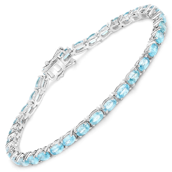 11.55 Carat Genuine Blue Zircon .925 Sterling Silver Bracelet