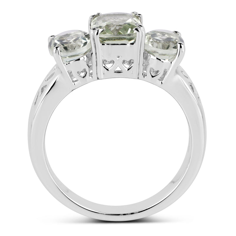 2.60 Carat Genuine Green Amethyst .925 Sterling Silver Ring