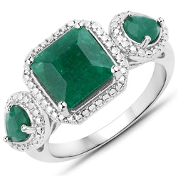 2.74 Carat Dyed Emerald .925 Sterling Silver Ring