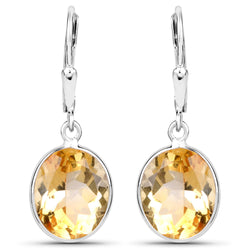 9.60 Carat Genuine Citrine .925 Sterling Silver Earrings