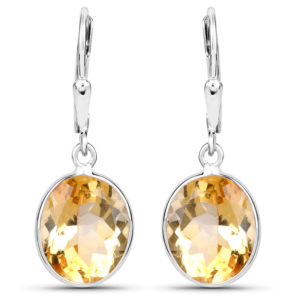 9.60 Carat Genuine Citrine .925 Sterling Silver Earrings