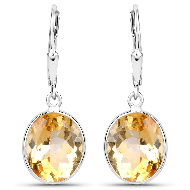 9.60 Carat Genuine Citrine .925 Sterling Silver Earrings