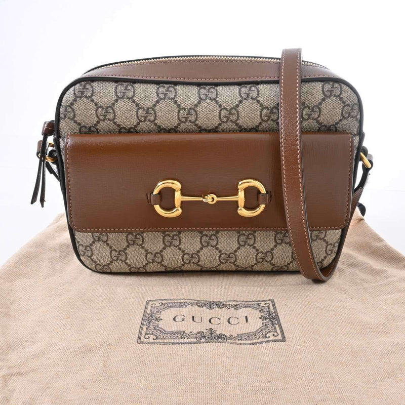 Gucci Horsebit Womens PVC Shoulder Bag Brown