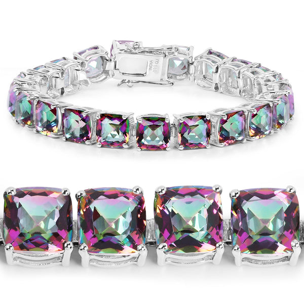 48.93 Carat Genuine Rainbow Quartz Sterling Silver Bracelet